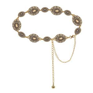 3533 Western-belt-women Cowgirl-metal-belts Boho Golden Vintage Concho Chain